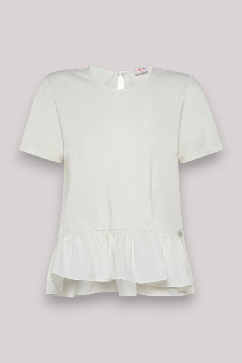 T-SHIRT DONNA IN COTONE PORCELLANA - T32211 39