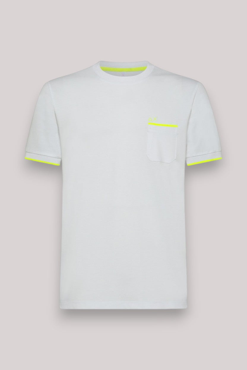 T-SHIRT UOMO SMALL STRIPES ON CUFFS BIANCO - T33121  01 - Linassi