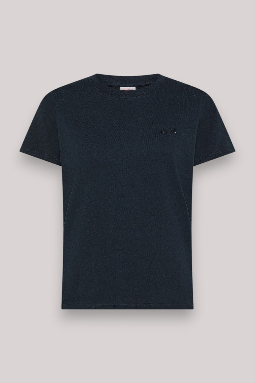 T-SHIRT DONNA IN JERSEY DI COTONE NAVY BLUE - Linassi