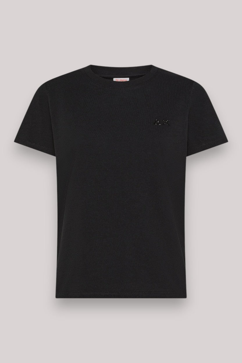 T-SHIRT DONNA IN JERSEY DI COTONE NERO - Linassi