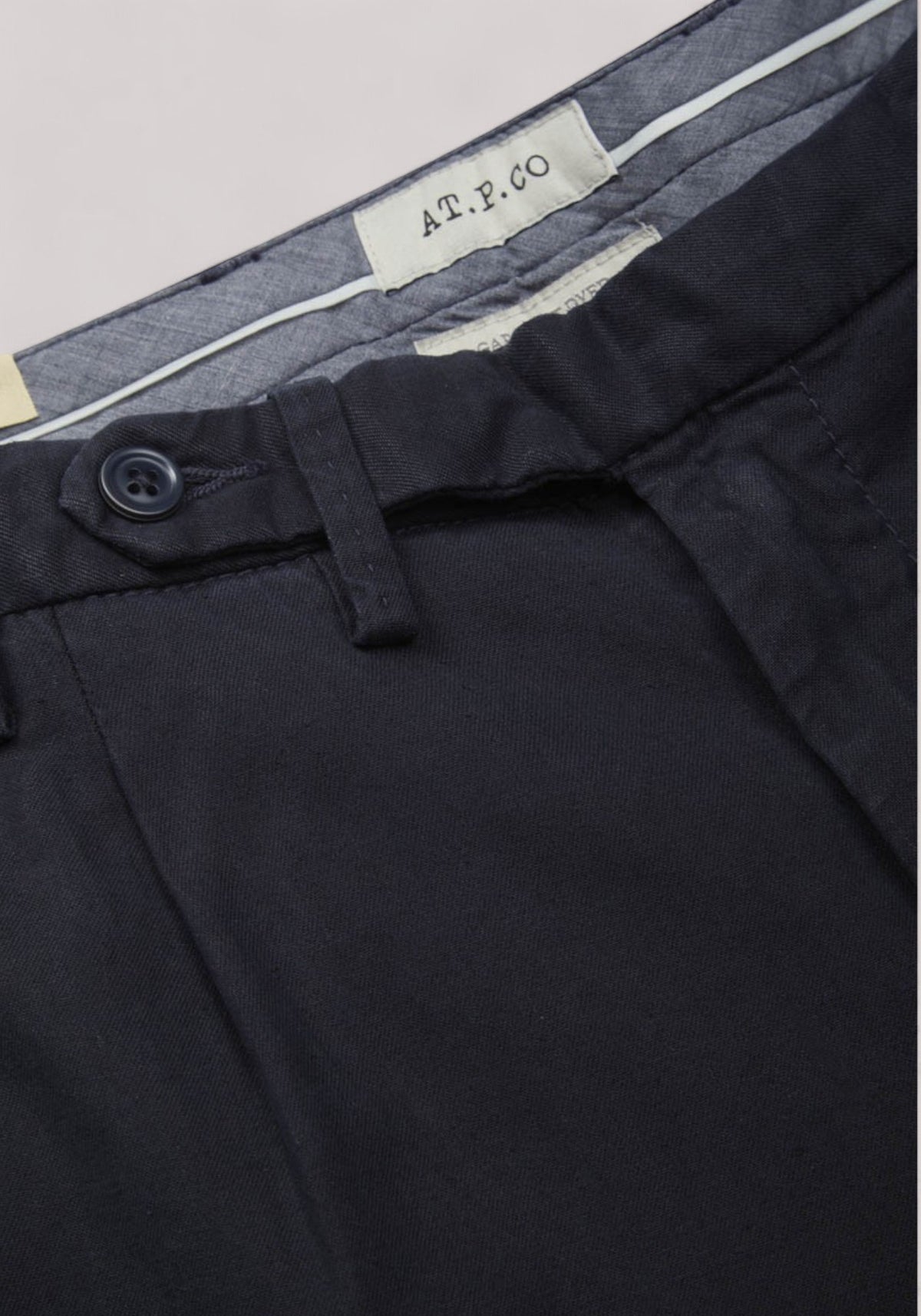 PANTALONE UOMO MISTO LINO SLIM FIT CON PINCES BLU NAVY