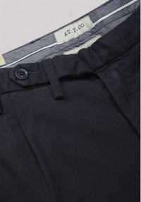 PANTALONE UOMO MISTO LINO SLIM FIT CON PINCES BLU NAVY