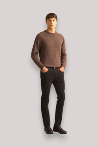 PANTALONE UOMO VELLUTO CON TOPPA MARRONE - Linassi