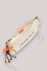 BORSA DONNA POCHETTE FRINGE BIANCO PANNA