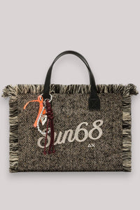 BORSA DONNA CALI MIDI BAG WOOL FRANGE NERO