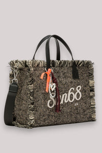 BORSA DONNA CALI MIDI BAG WOOL FRANGE NERO