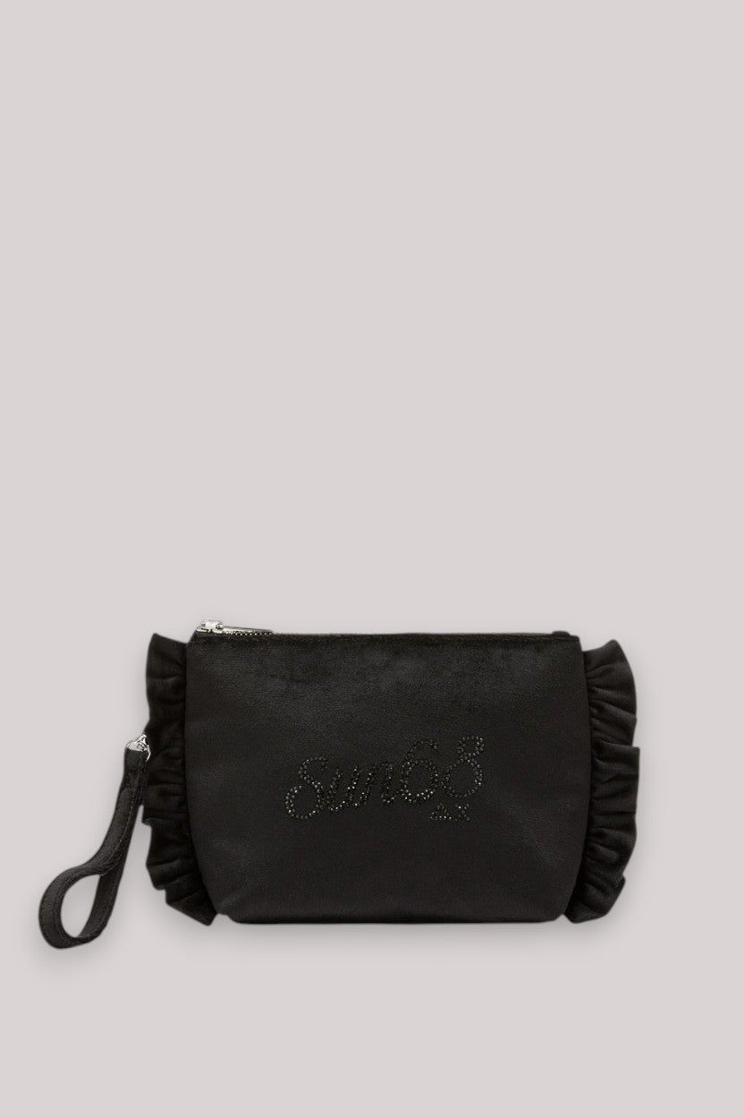 BORSA DONNA MINI POUCH ROUCHES CHENILLE NERO