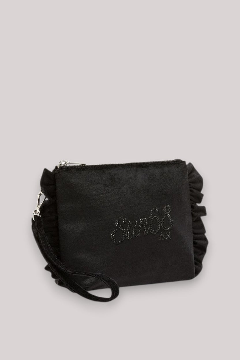 BORSA DONNA MINI POUCH ROUCHES CHENILLE NERO