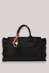 BORSA DONNA CALI MIDI BAG ROUCHES CHENILLE NERO