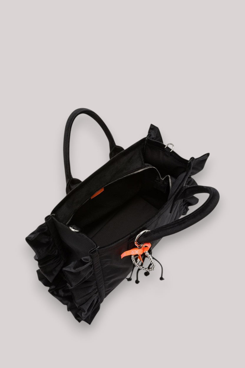 BORSA DONNA CALI MIDI BAG ROUCHES CHENILLE NERO