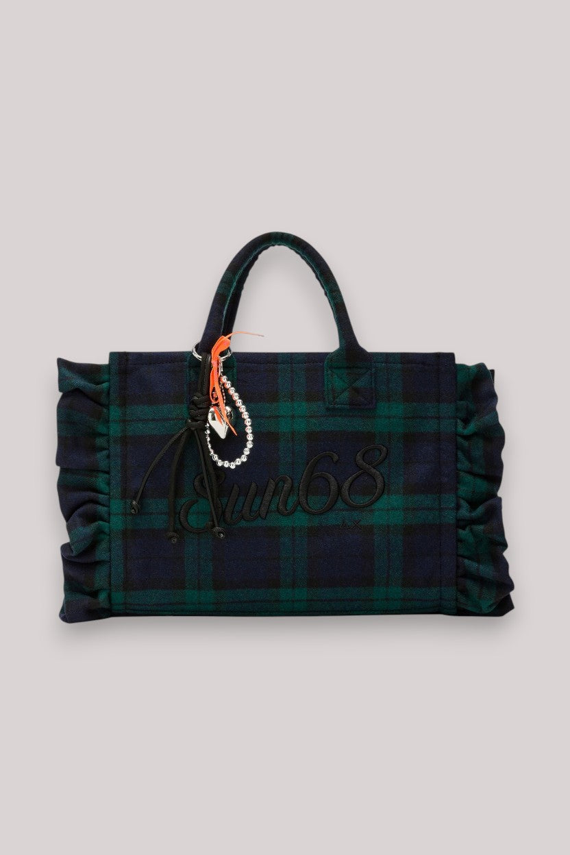 BORSA DONNA CALI MIDI BAG CHECK ROUCHES NAVY BLUE