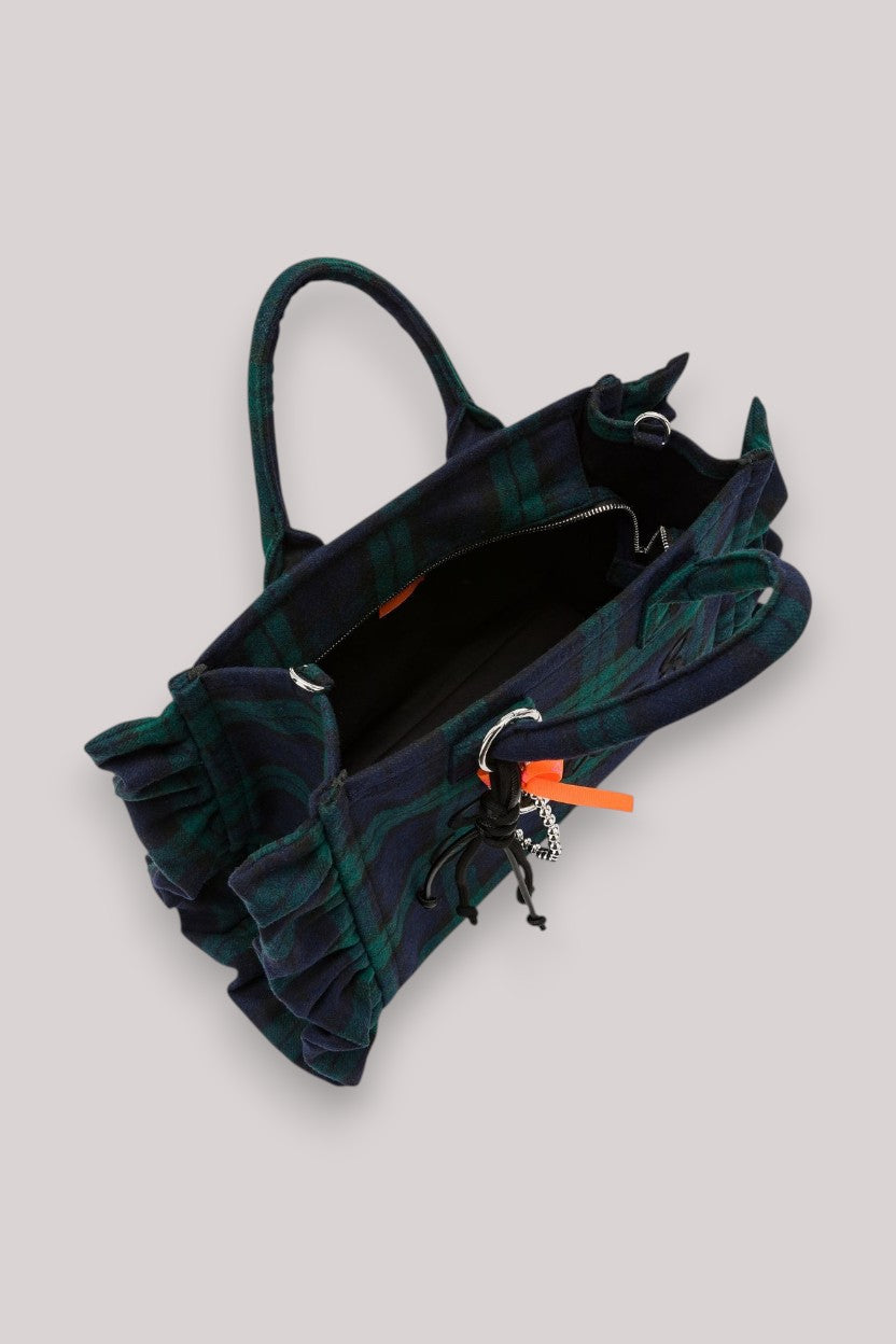 BORSA DONNA CALI MIDI BAG CHECK ROUCHES NAVY BLUE