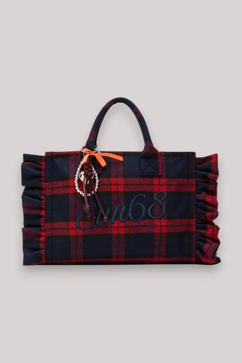 BORSA DONNA CALI MIDI BAG CHECK ROUCHES ROSSO FUOCO