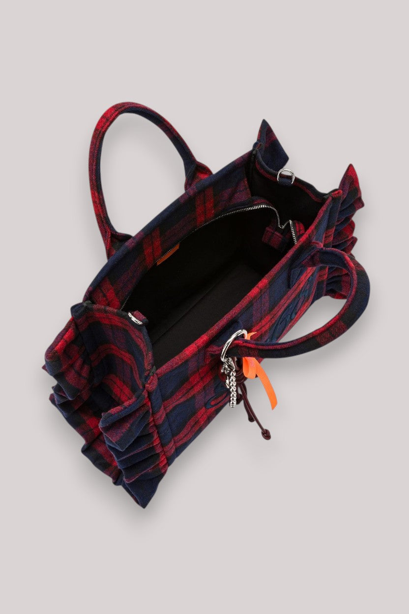 BORSA DONNA CALI MIDI BAG CHECK ROUCHES ROSSO FUOCO