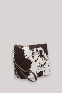 BORSA DONNA MINI POUCHETTE ANIMALIER CACAO/BIANCO
