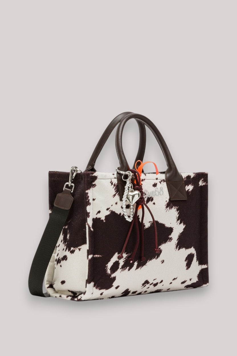 BORSA DONNA CALI MIDI BAG ANIMALIER CACAO/BIANCO