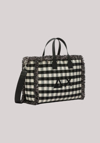 BORSA DONNA CALI MIDI TARTAN NERO