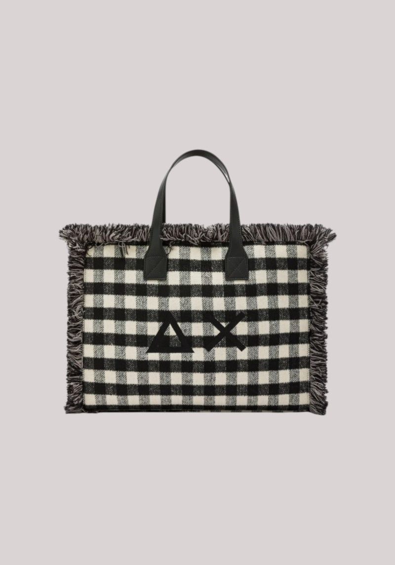 BORSA DONNA CALI MIDI TARTAN NERO