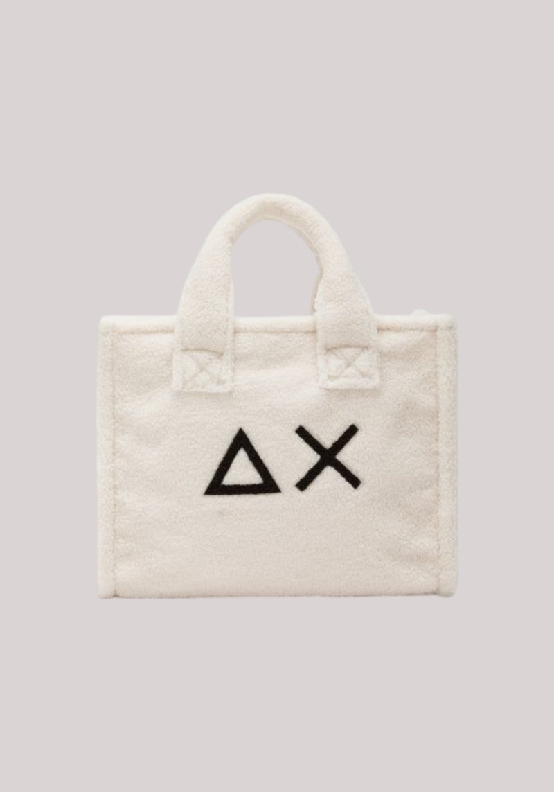 BORSA DONNA MIDI IN TEDDY BIANCO PANNA