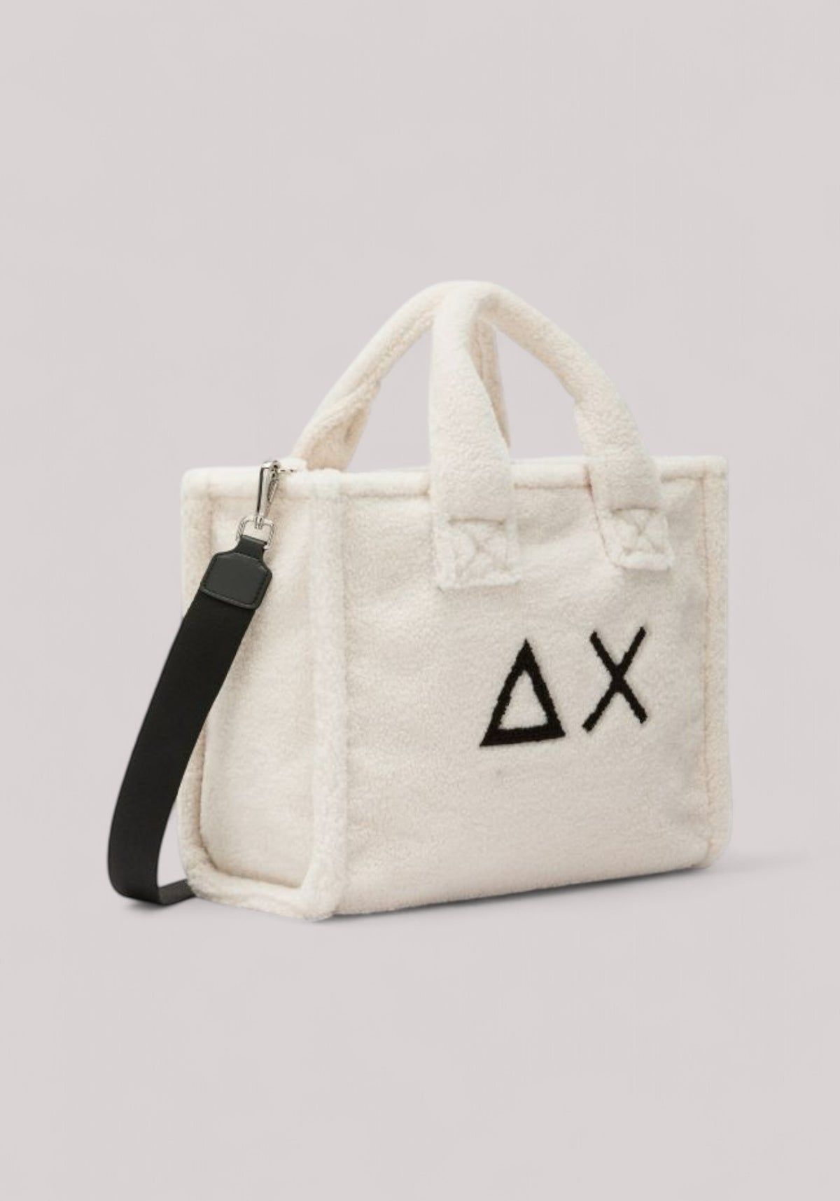 BORSA DONNA MIDI IN TEDDY BIANCO PANNA