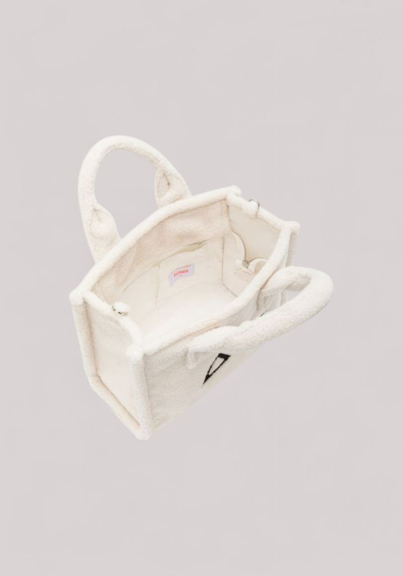 BORSA DONNA MIDI IN TEDDY BIANCO PANNA