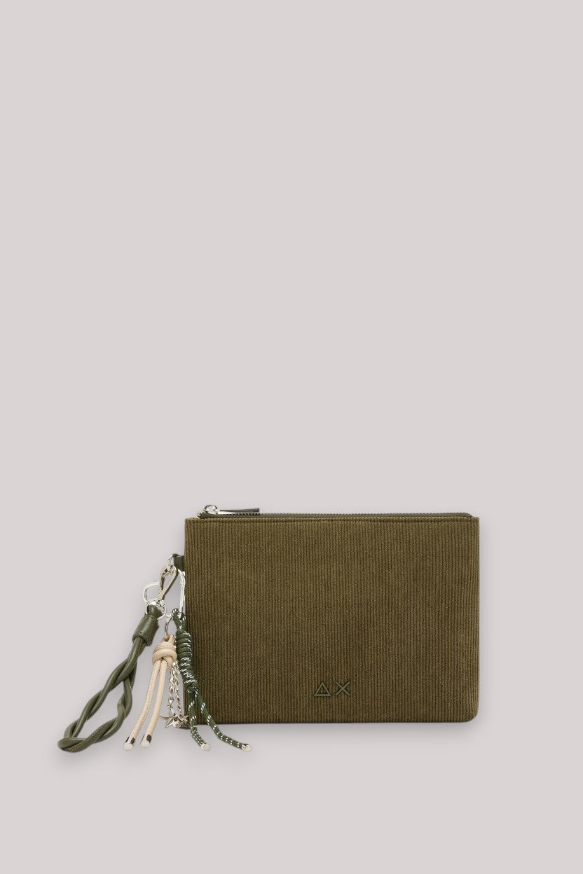 BORSA DONNA POCHETTE CORDUROY MILITARE SCURO