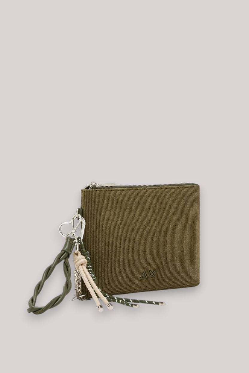BORSA DONNA POCHETTE CORDUROY MILITARE SCURO