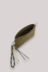 BORSA DONNA POCHETTE CORDUROY MILITARE SCURO
