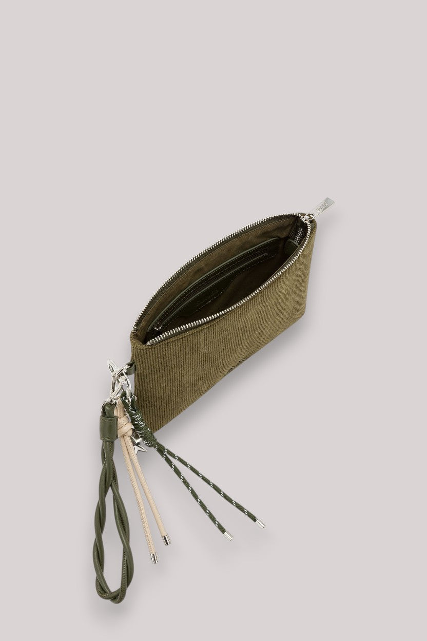 BORSA DONNA POCHETTE CORDUROY MILITARE SCURO