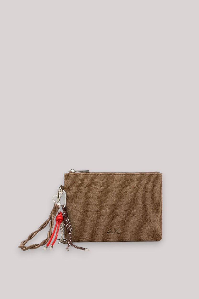 BORSA DONNA POCHETTE CORDUROY BEIGE SCURO