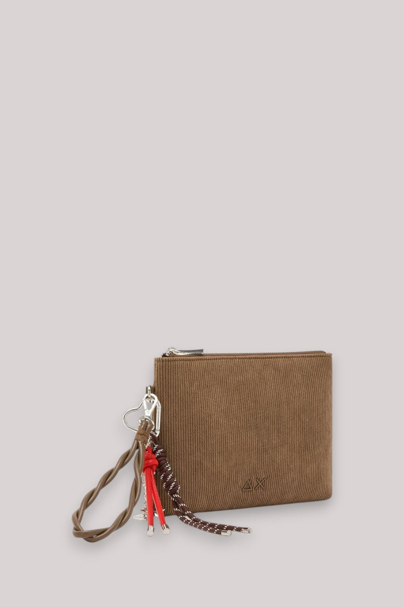 BORSA DONNA POCHETTE CORDUROY BEIGE SCURO