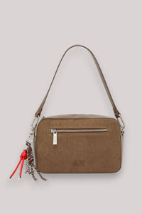 BORSA DONNA CAMERA BAG VELVET CORDUROY BEIGE SCURO