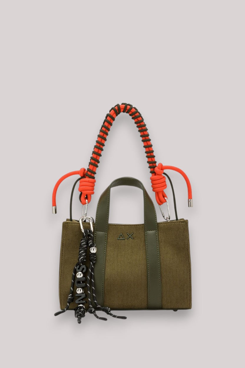 BORSA DONNA MINI BAG VELVET CORDUROY MILITARE SCURO