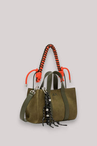 BORSA DONNA MINI BAG VELVET CORDUROY MILITARE SCURO