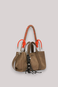 BORSA DONNA MINI BAG VELVET CORDUROY BEIGE SCURO