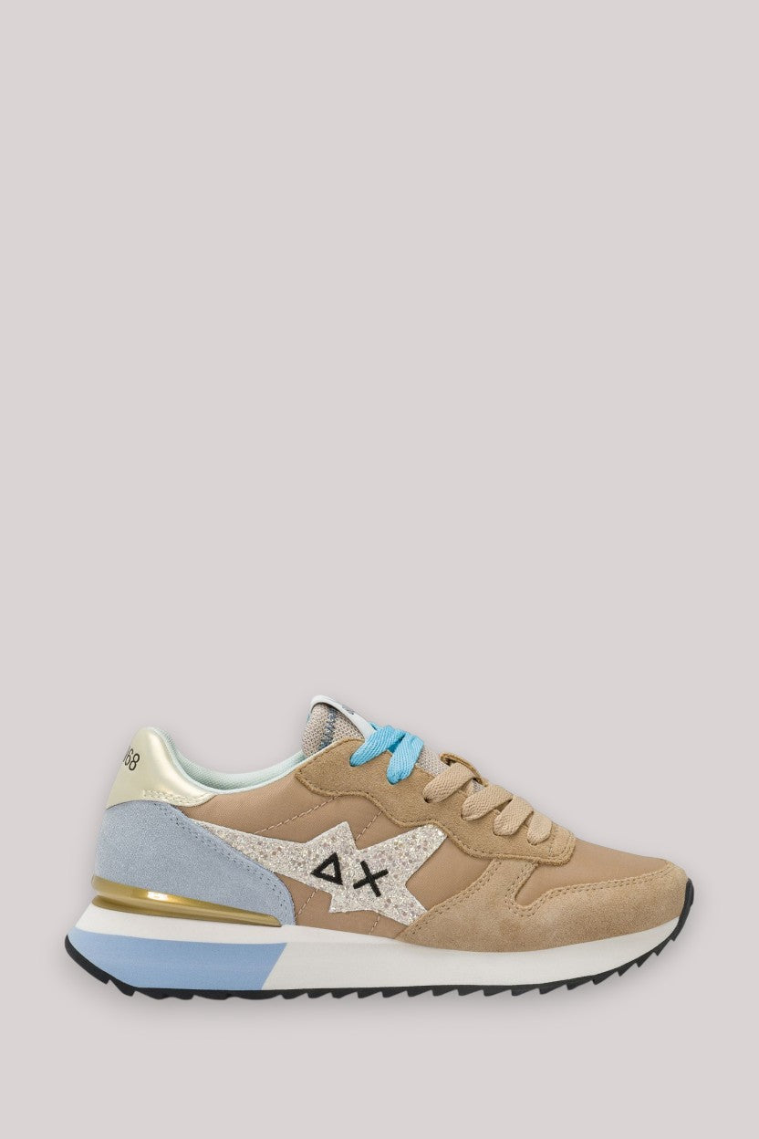 SCARPE DONNA STARGIRL GLITTER LOGO BEIGE - Linassi