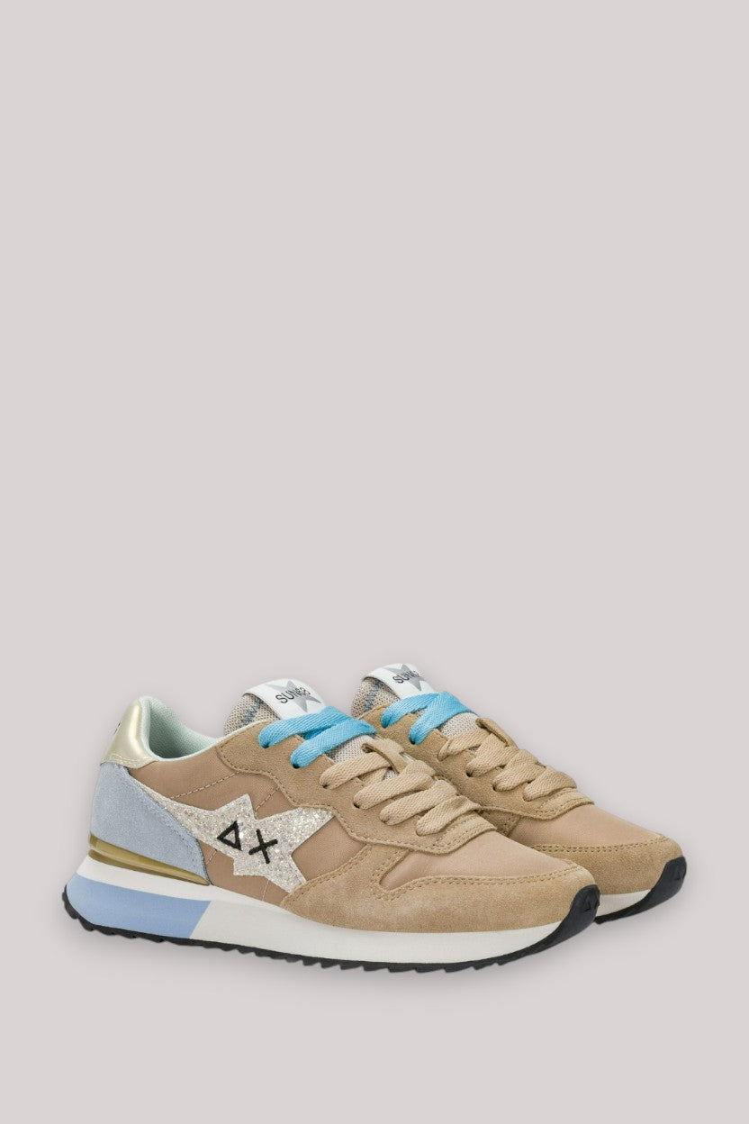 SCARPE DONNA STARGIRL GLITTER LOGO BEIGE - Linassi