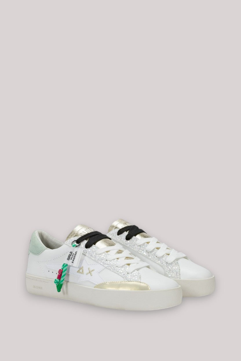 SCARPE DONNA KATY LEATHER BIANCO/VERDE ACQUAMA - Linassi