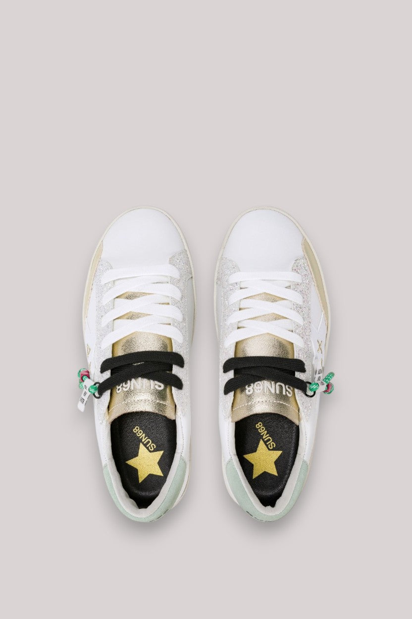 SCARPE DONNA KATY LEATHER BIANCO/VERDE ACQUAMA - Linassi