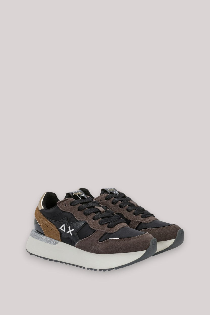 SCARPE DONNA BIG STARGIRL MIX MATERIALS NERO