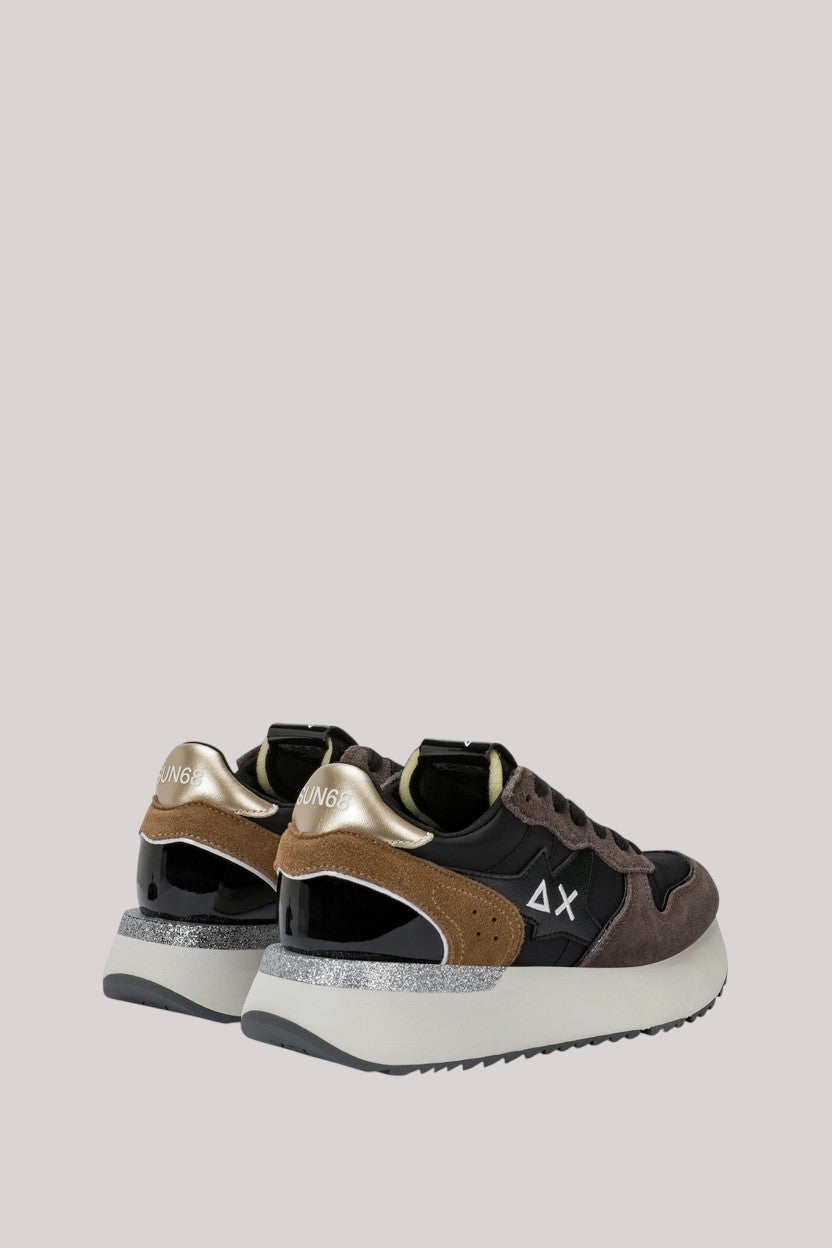 SCARPE DONNA BIG STARGIRL MIX MATERIALS NERO