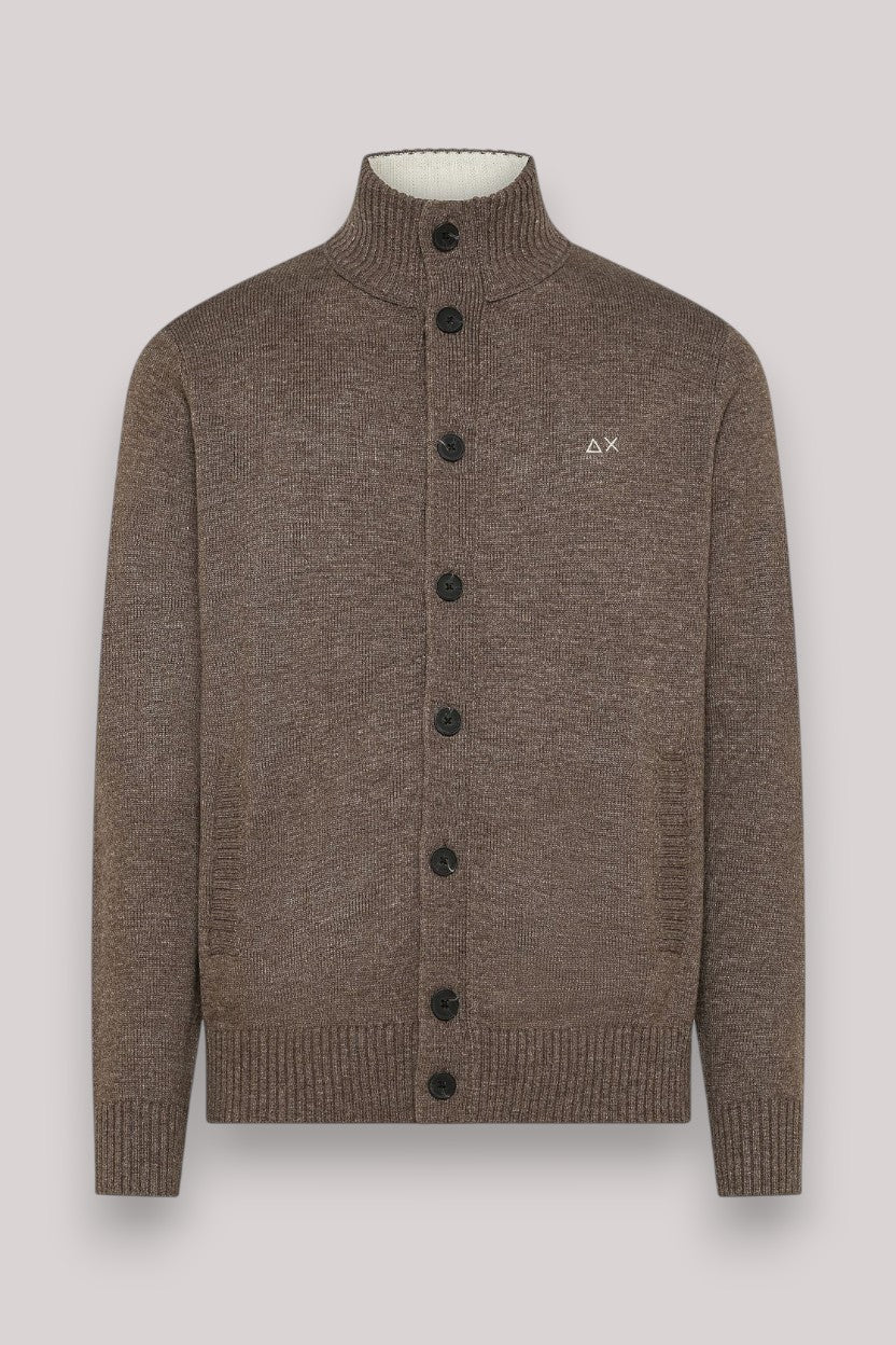 MAGLIA UOMO CARDIGAN BUTTONS WARM WOOL TORTORA