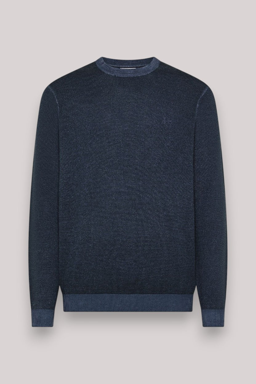 MAGLIA UOMO SWEATER VINTAGE DYED SMALL RIC NAVY BLUE - Linassi