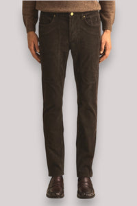 PANTALONE UOMO VELLUTO CON TOPPA MARRONE - Linassi
