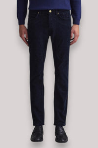 PANTALONE UOMO VELLUTO CON TOPPA BLU SCURO - Linassi