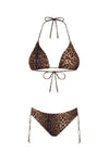 BIKINI DONNA TRIANGOLO E SLIP FISSO SPOTTED MARRONE - FK23-0730X1 - Linassi