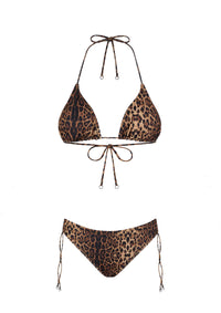 BIKINI DONNA TRIANGOLO E SLIP FISSO SPOTTED MARRONE - FK23-0730X1 - Linassi