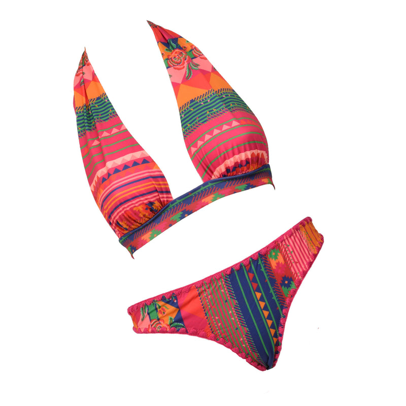 BIKINI DONNA TRIANGOLO MARYLIN E SLIP BRASILIANO ROSSO -F22-0402X1 - Linassi