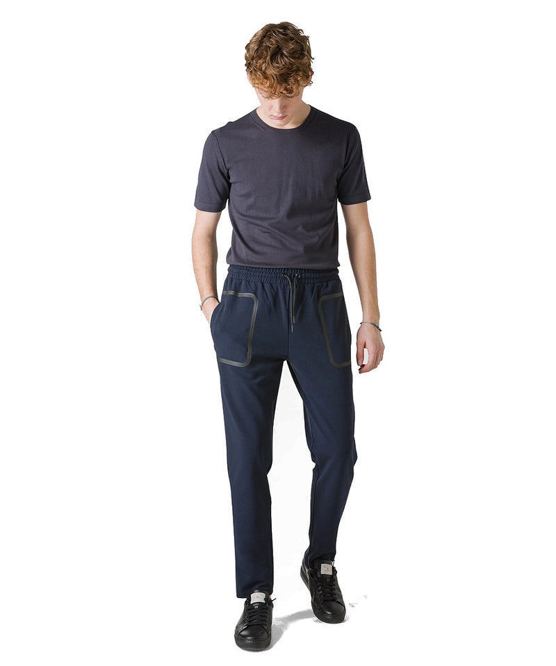 PANTALONE UOMO IN COTONE TECNICO STRETCH BLU - SCHMITT 230 - Linassi