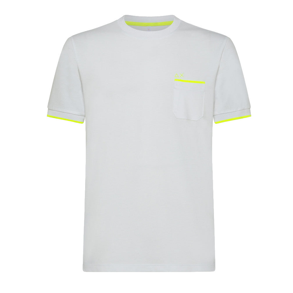 T-SHIRT UOMO SMALL STRIPES ON CUFFS BIANCO - T33121  01 - Linassi